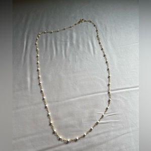 14k Yellow Gold White Enamel Necklace